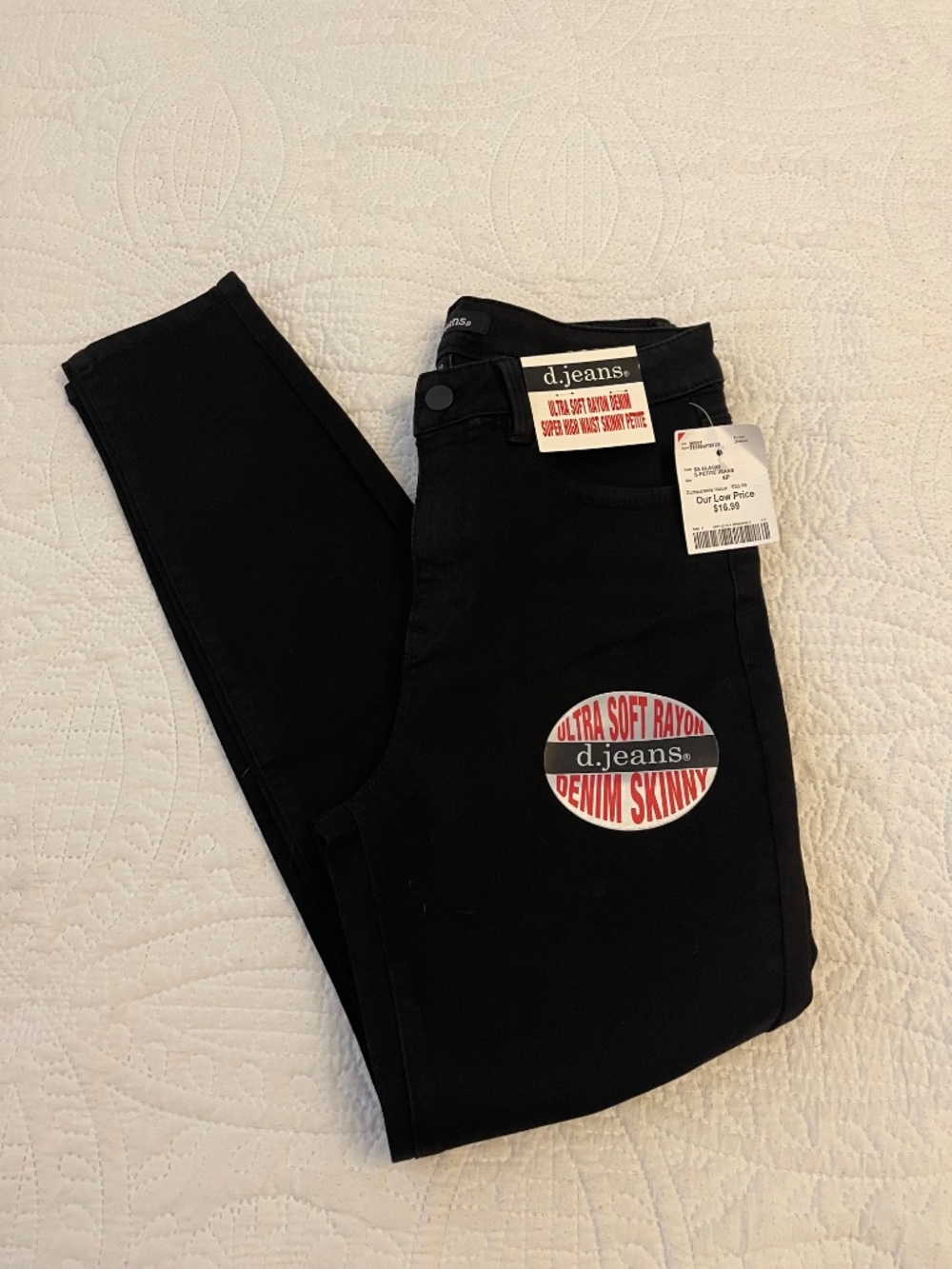 d. jeans High-Rise Skinny Black Denim Jeans  size 6P  NWT
